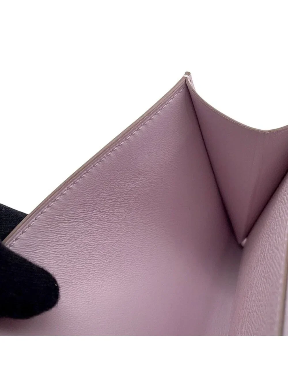 Hermes Wallet Constance to Go Long Mauve Pale Lacquer Silver Epsom